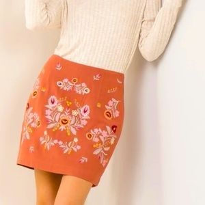 entro Embroidered Floral Mini Skirt